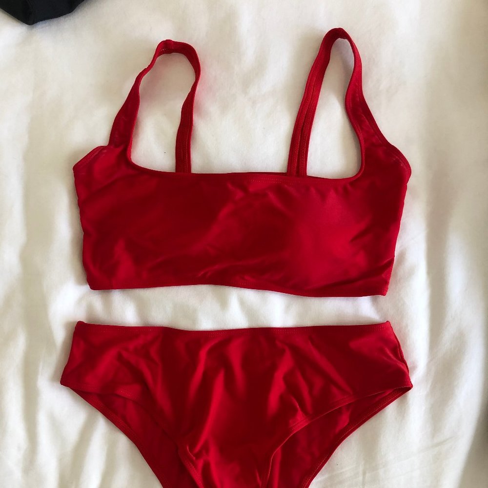 Shein Red High Waisted Bikini Set.png